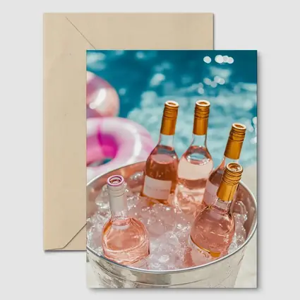 Rose Wine Bottles Chilling Pool Party