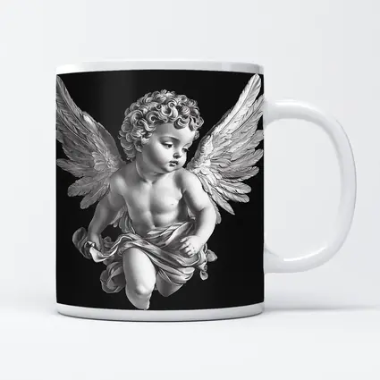 Baroque Cherub Angel Black Background Art