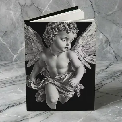 Baroque Cherub Angel Black Background Art