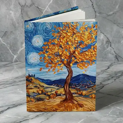 Van Gogh Style Autumn Tree Swirling Sky