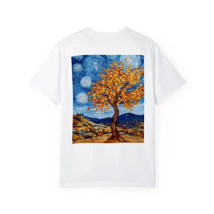 Van Gogh Style Autumn Tree Swirling Sky