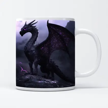 Black Dragon Purple Eyes Stormy Mountain