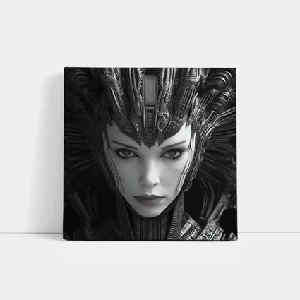 Cyberpunk Woman Dark Mechanical Crown Portrait
