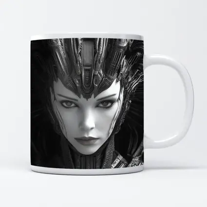 Cyberpunk Woman Dark Mechanical Crown Portrait