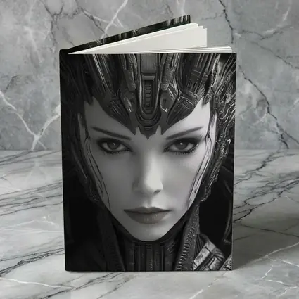 Cyberpunk Woman Dark Mechanical Crown Portrait