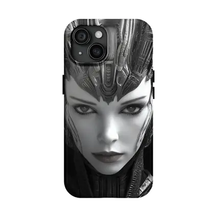 Cyberpunk Woman Dark Mechanical Crown Portrait