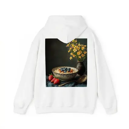 Oatmeal Bowl Blueberries Almonds Yellow Flowers Dark