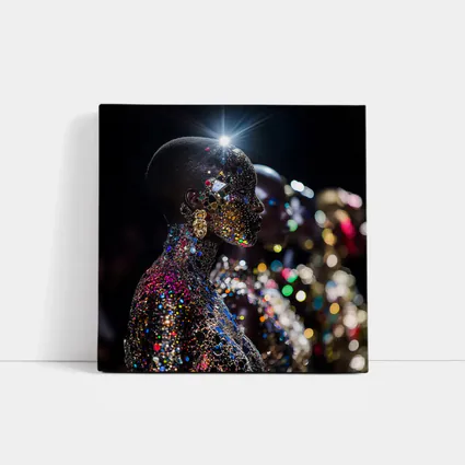 Glitter Jeweled Figure Dark Night Background