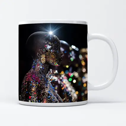 Glitter Jeweled Figure Dark Night Background