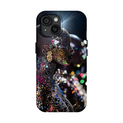 Glitter Jeweled Figure Dark Night Background
