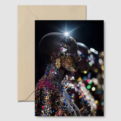 Glitter Jeweled Figure Dark Night Background