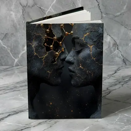 Two Stone Faces Gold Constellation Dark