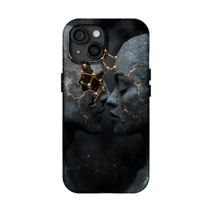 Two Stone Faces Gold Constellation Dark