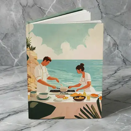 Couple Cooking Together By The Ocean