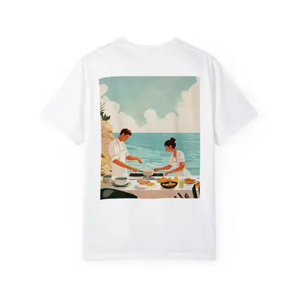 Couple Cooking Together By The Ocean
