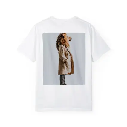 Lion Wearing Beige Coat White Background