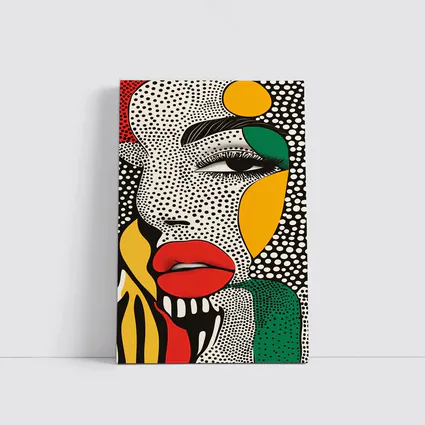 Pop Art Woman Face Bold Primary Colors