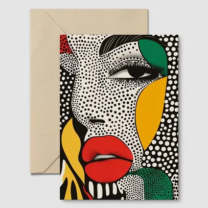 Pop Art Woman Face Bold Primary Colors