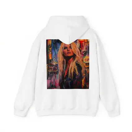 Blonde Woman Neon City Night Oil Painting