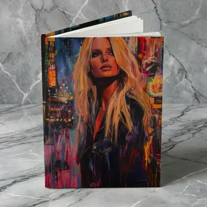 Blonde Woman Neon City Night Oil Painting