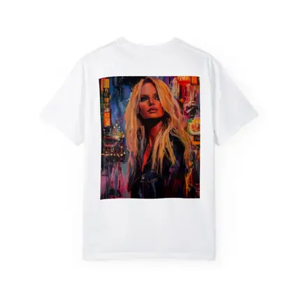 Blonde Woman Neon City Night Oil Painting