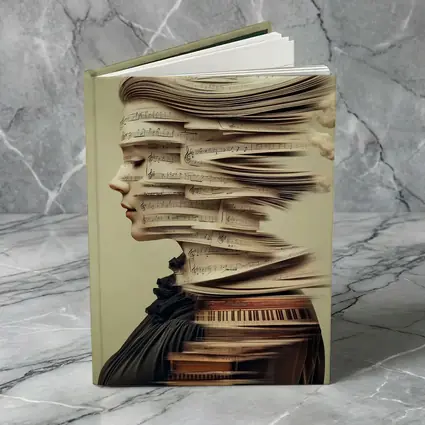Woman Head Sheet Music Piano Surreal Art