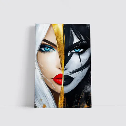 Dual Face Woman Light Dark Gold Split