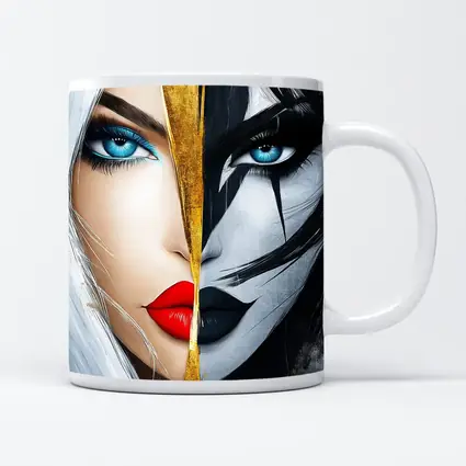 Dual Face Woman Light Dark Gold Split