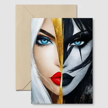 Dual Face Woman Light Dark Gold Split