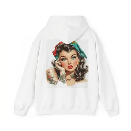 Retro Pin Up Girl With Floral Tattoos