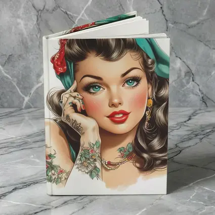Retro Pin Up Girl With Floral Tattoos