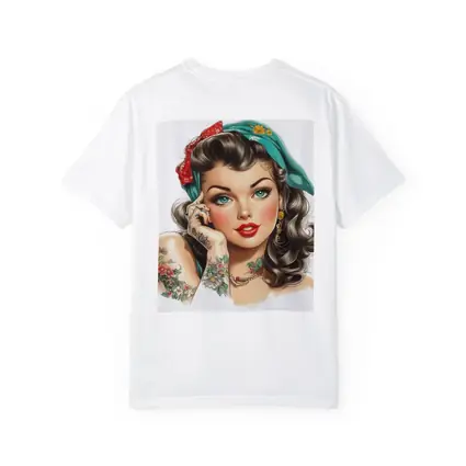 Retro Pin Up Girl With Floral Tattoos