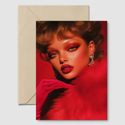 Red Glam Fashion Portrait Bold Makeup