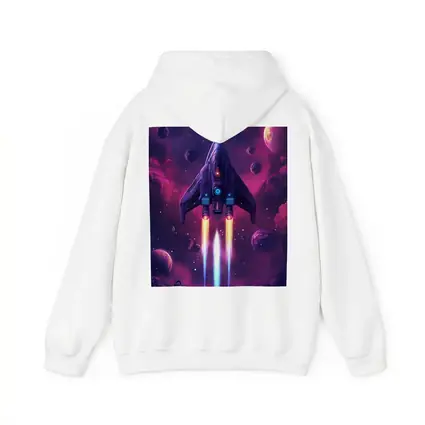 Sci Fi Spaceship Flying Through Purple Galaxy