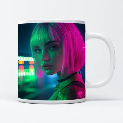 Neon Girl Rainy Night Cyberpunk Portrait
