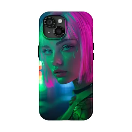 Neon Girl Rainy Night Cyberpunk Portrait