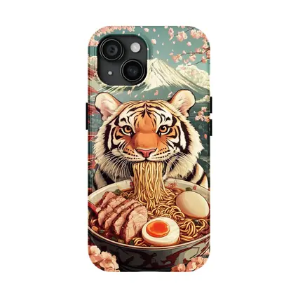 Tiger Eating Ramen Cherry Blossom Japan