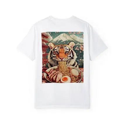 Tiger Eating Ramen Cherry Blossom Japan