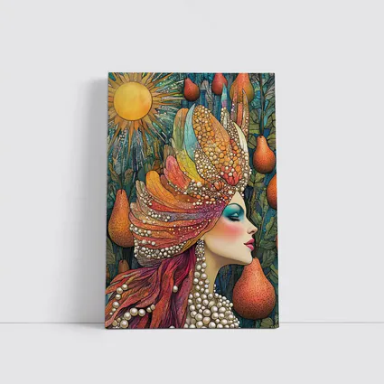 Bohemian Woman Portrait With Pearls Sun