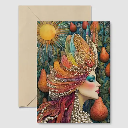 Bohemian Woman Portrait With Pearls Sun
