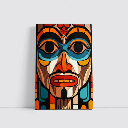 Native Totem Pole Face Bold Geometric Art