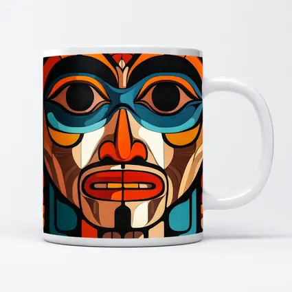 Native Totem Pole Face Bold Geometric Art