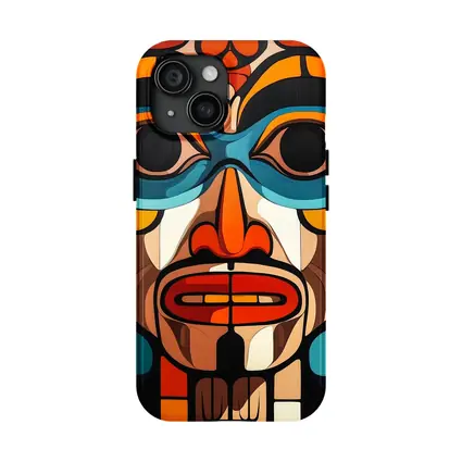 Native Totem Pole Face Bold Geometric Art