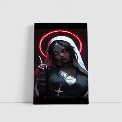 Gothic Anime Nun Dark Neon Halo