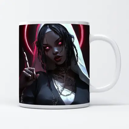 Gothic Anime Nun Dark Neon Halo