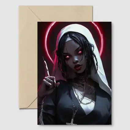 Gothic Anime Nun Dark Neon Halo