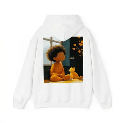 Curly Hair Child Cat Illustration Cozy Room