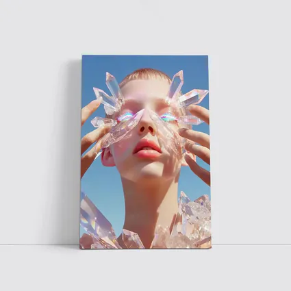 Crystal Woman Portrait Blue Sky Background
