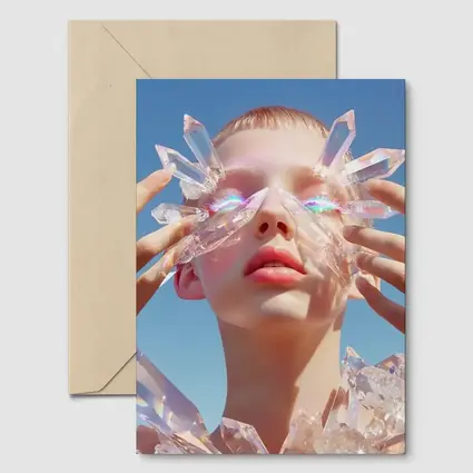 Crystal Woman Portrait Blue Sky Background