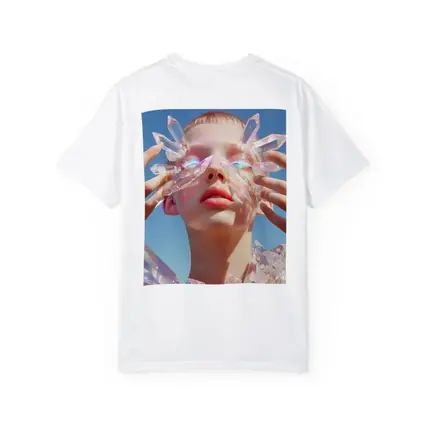 Crystal Woman Portrait Blue Sky Background